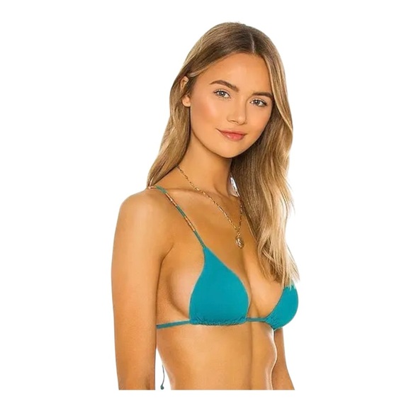 VIX PAULA HERMANNY Laura Tri Parallel Bikini Top In Blue NWT - Picture 3 of 6